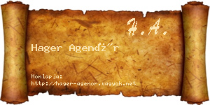Hager Agenór névjegykártya